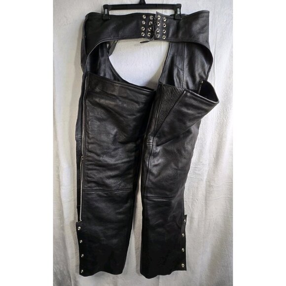 Classic Leather Gear First Leather Apparel Mens Chaps X-Large Biker Motorcycle - Picture 4 of 9